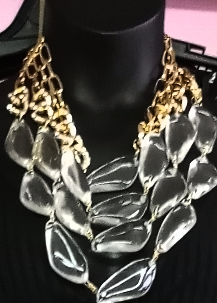 Clear and Gold Layered Necklace Set
