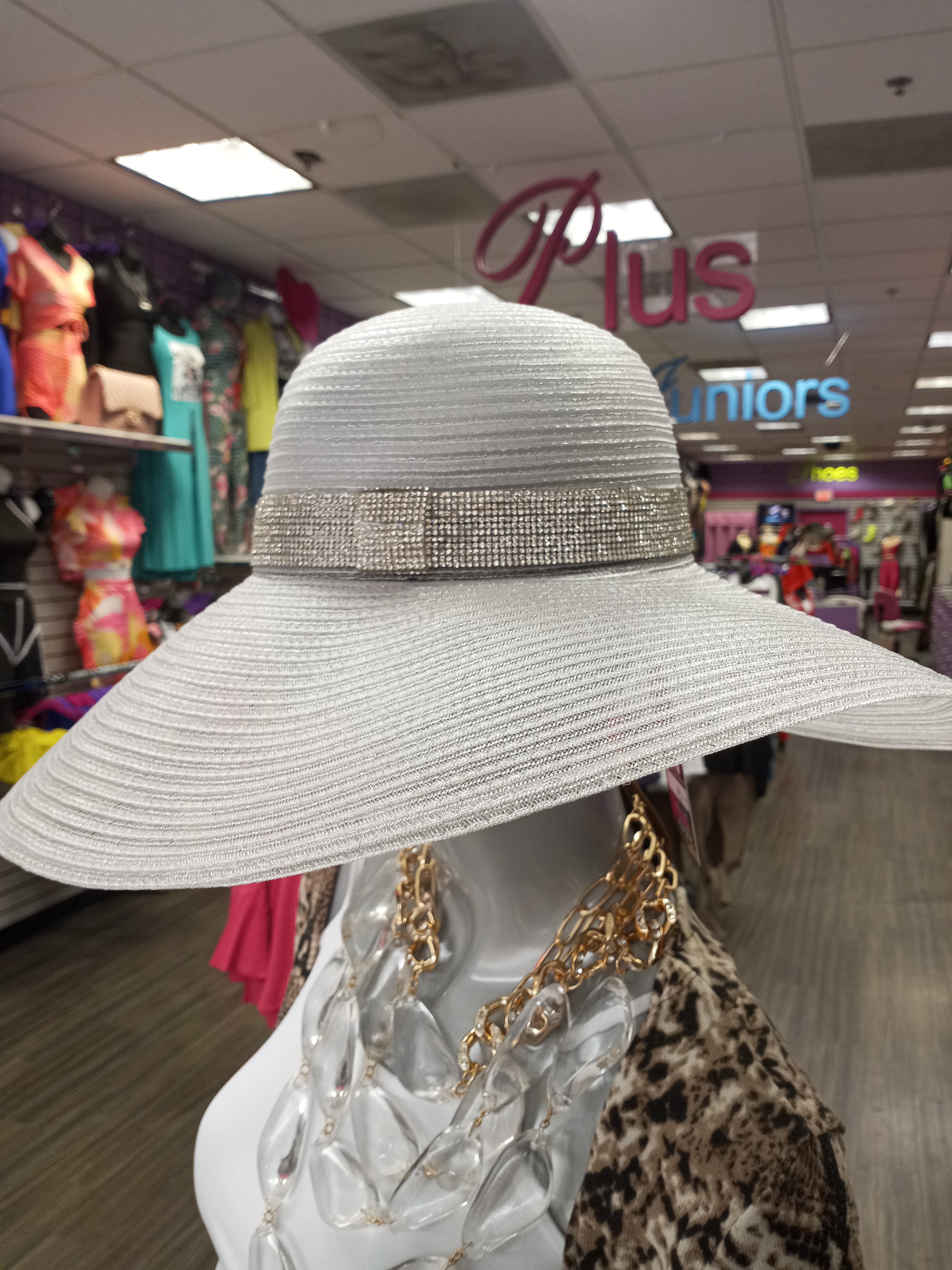 White Floppy Rhinestone Hat