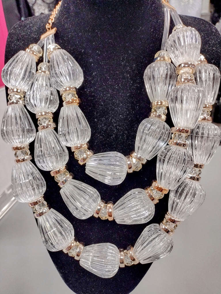 Clear and Gold Ball Necklace Set