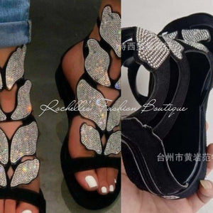 Butterfly Rhinestone Flat Sandals