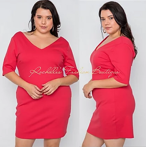 Plus Size Red Lace Back Mini Dress