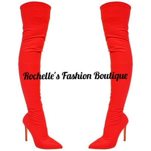 GISELE-7A Long Red Pat Leather Boots