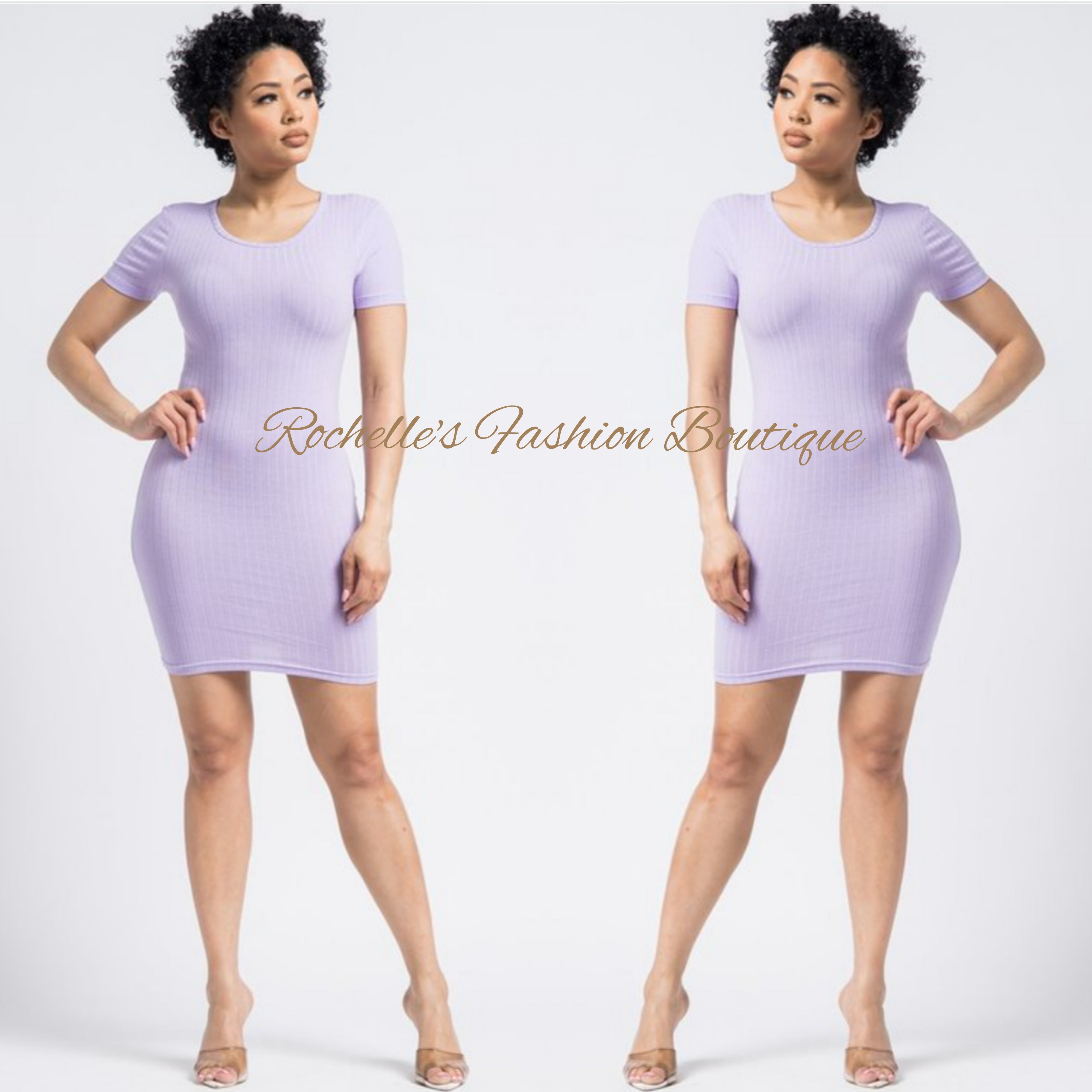 Lavender  Solid S/S T-Shirt Dress