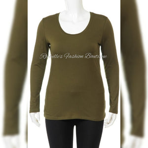 Olive Plus Solid Basic L/S Round Neck Top