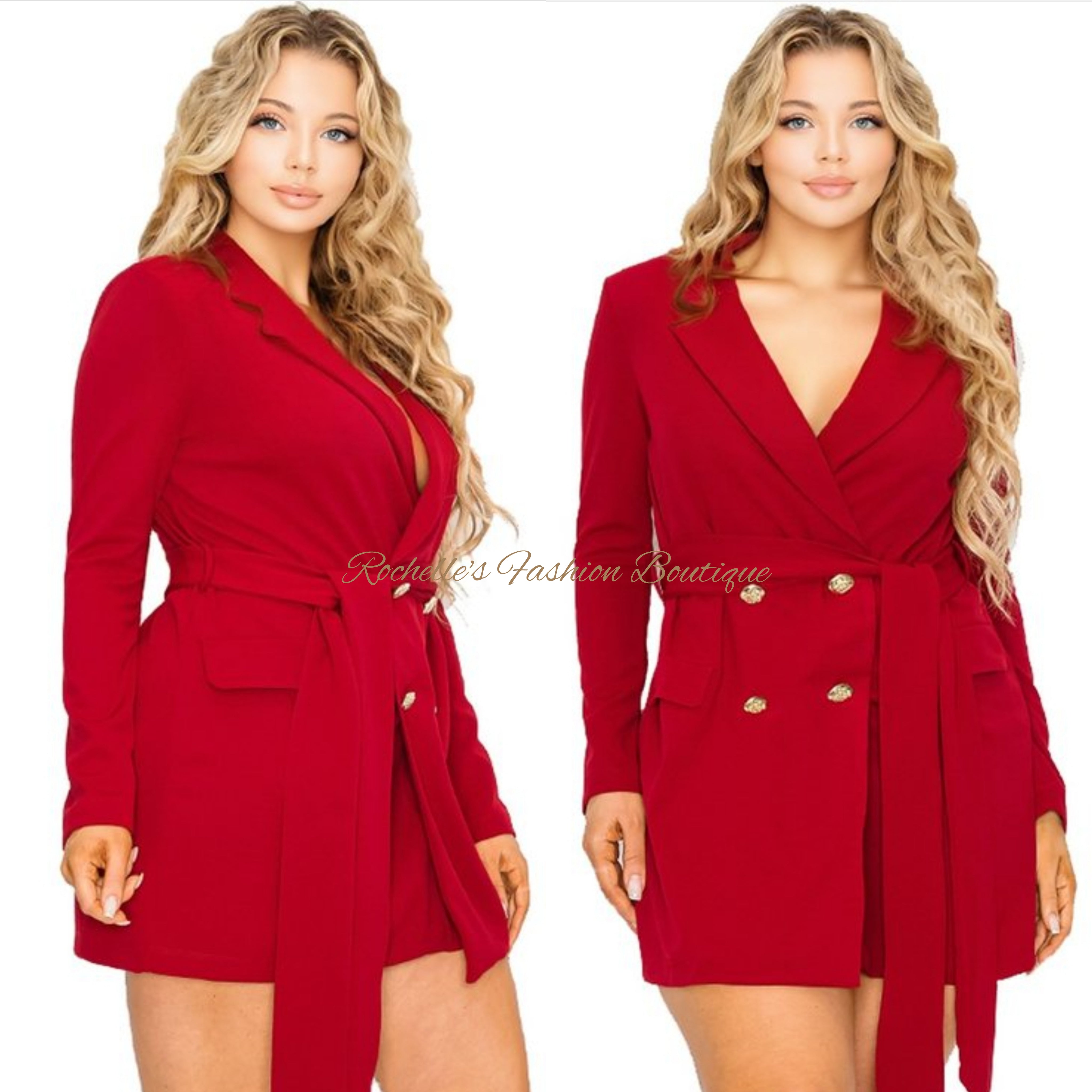 RED PLUS DOUBLE BREASTED JACKET DRESS