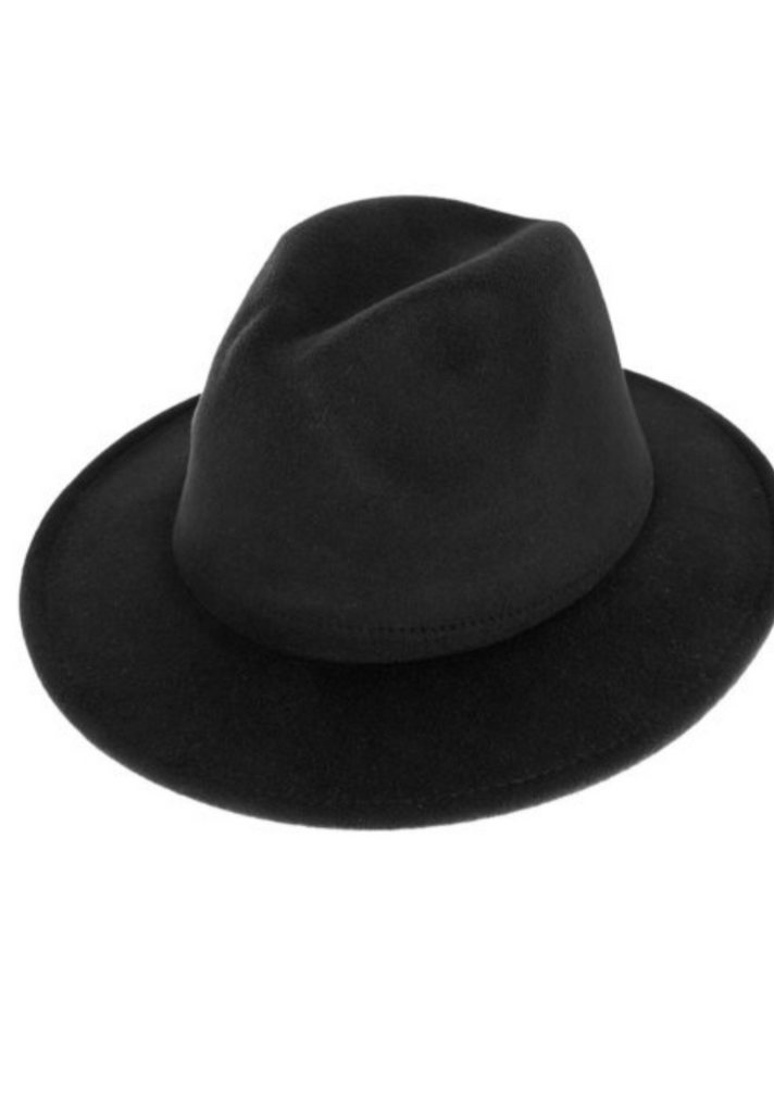 Black Solid Fedora Hat