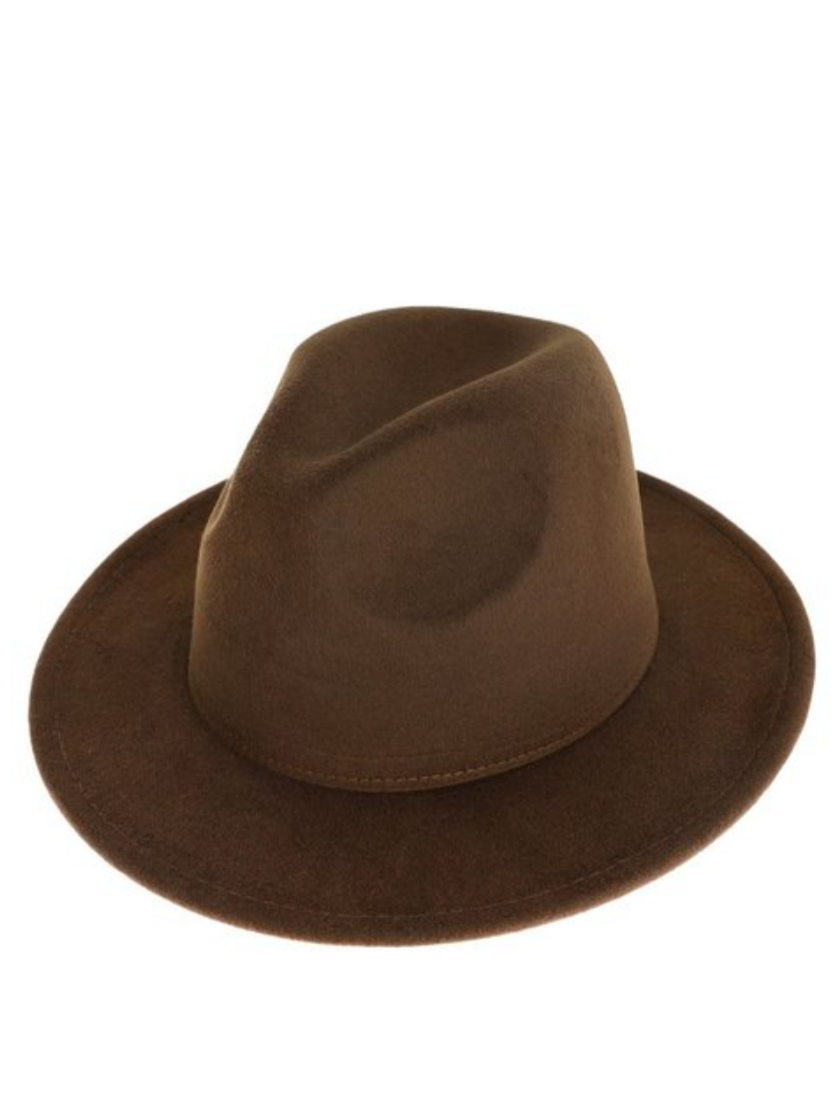 Brown Solid Fedora Hat