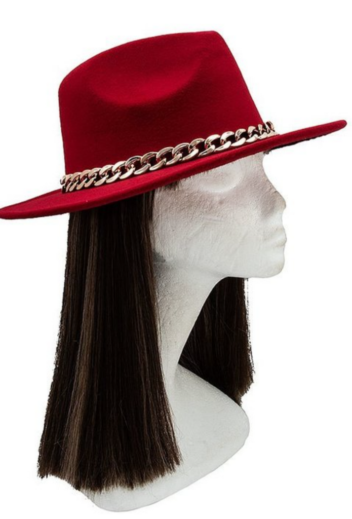 Red Gold Chain Fedora Hat