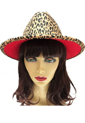 Leopard and Red Fedora Hat