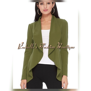 Olive Ruffle Fitted Blazer